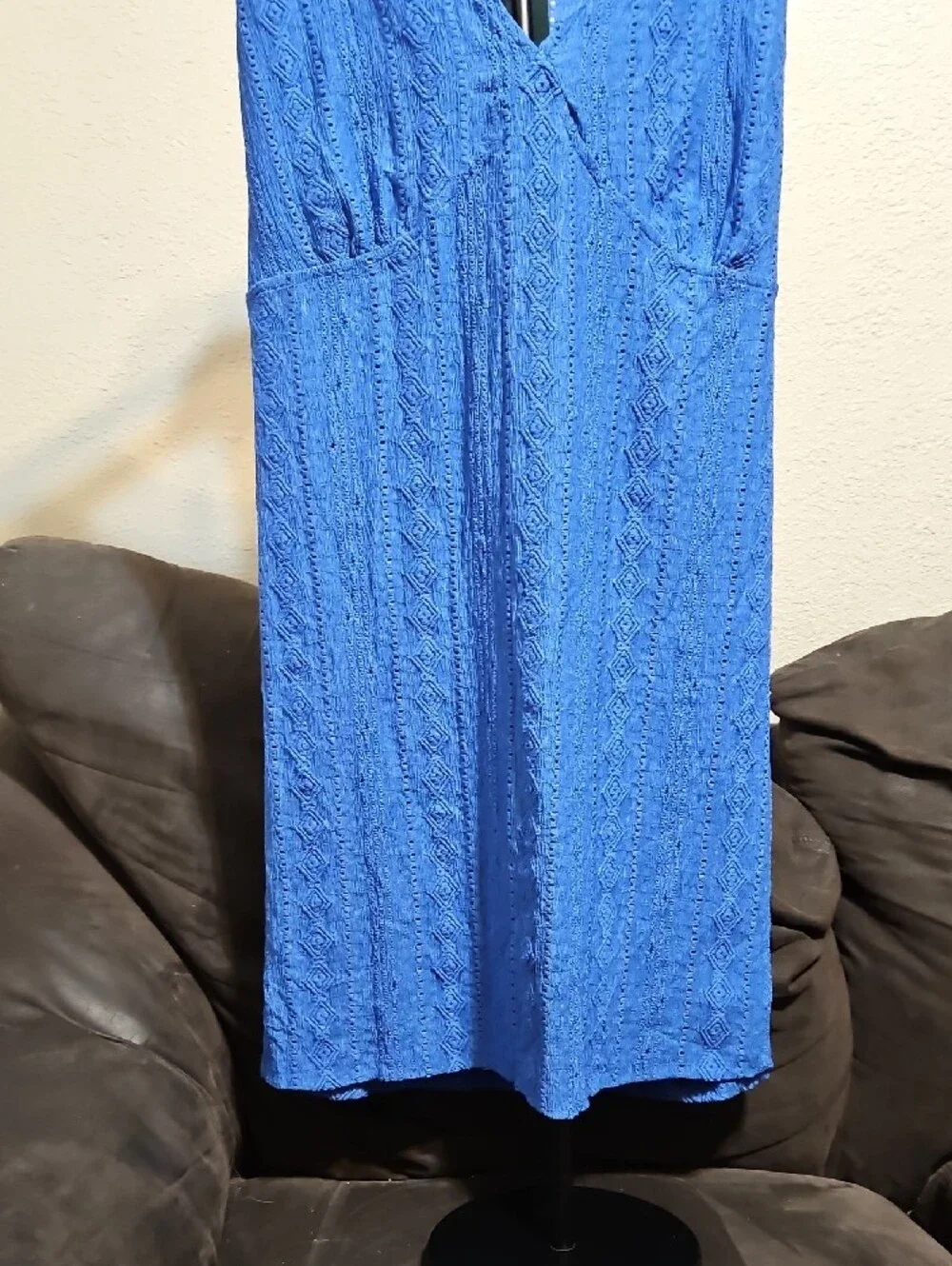 wild fable Royal Blue Sleeveless Lace-Texture Mini Dress